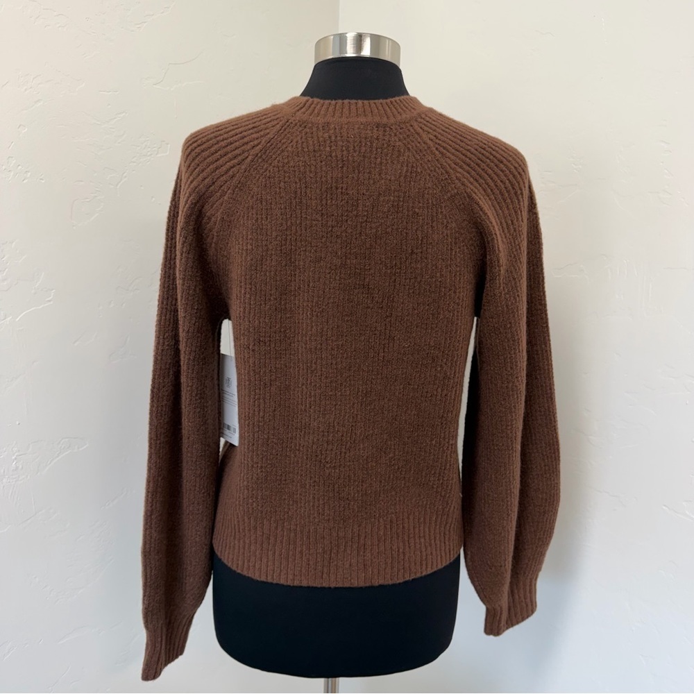 NWT Athleta Brown Ribbed CHANDAIL RAS LAYOVER CREW Sweater Size M - Picture 13 of 16